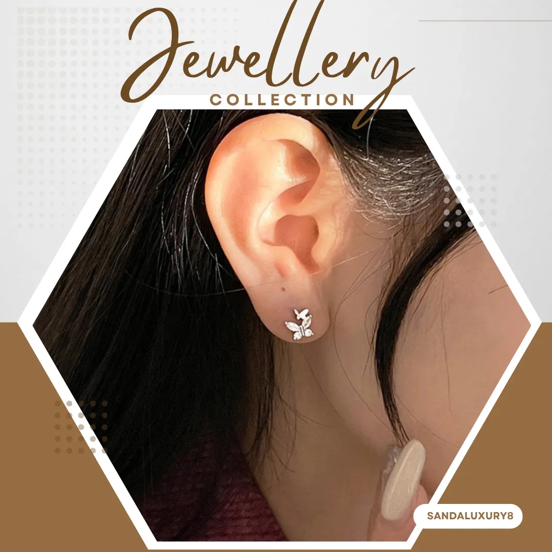 Silver Butterfly Flower Earrings - image 1