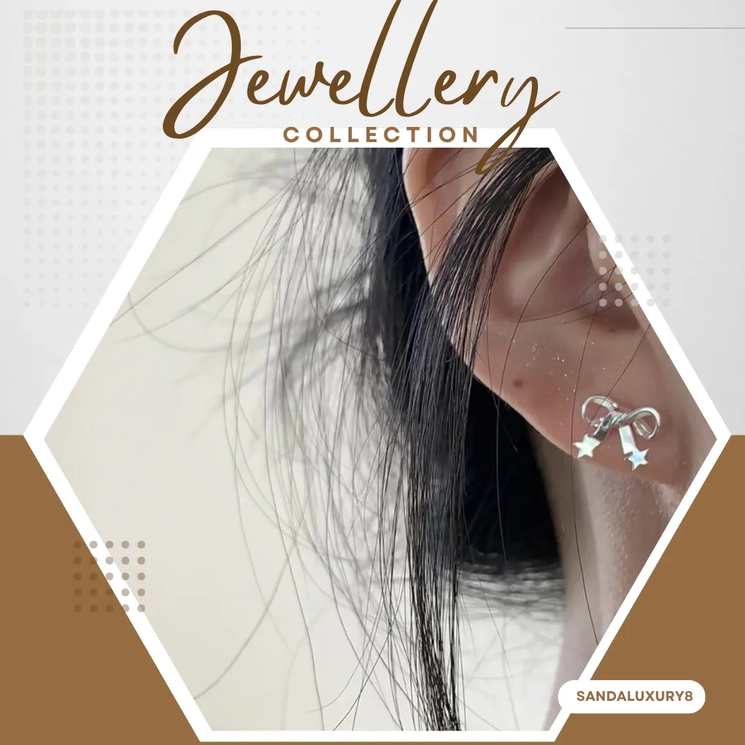 Silver Bow Star Earrings - image 1