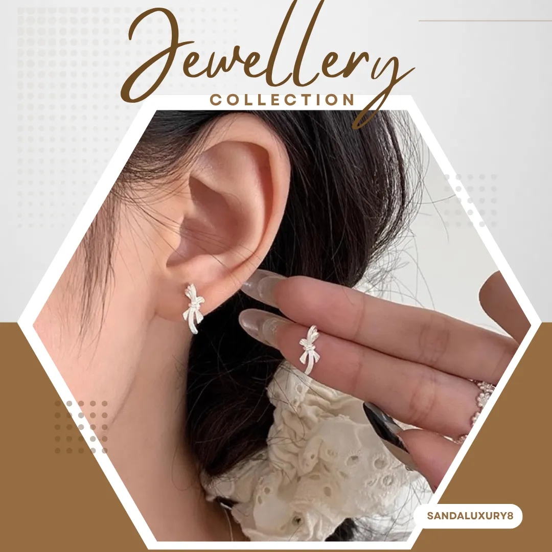 Elegant Silver Bow Earrings - image 1