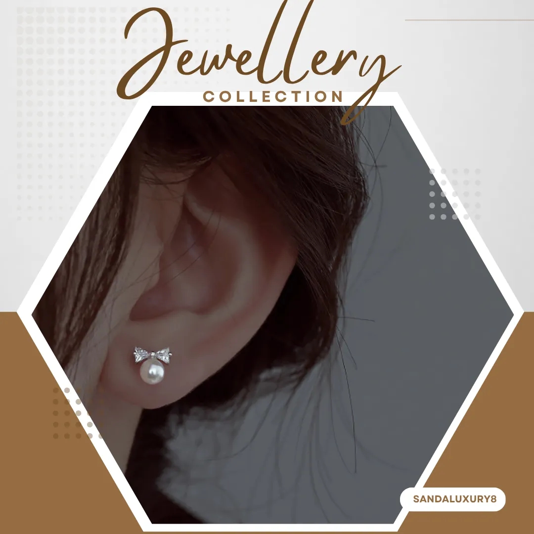 Pearl Bow Earrings - image 1