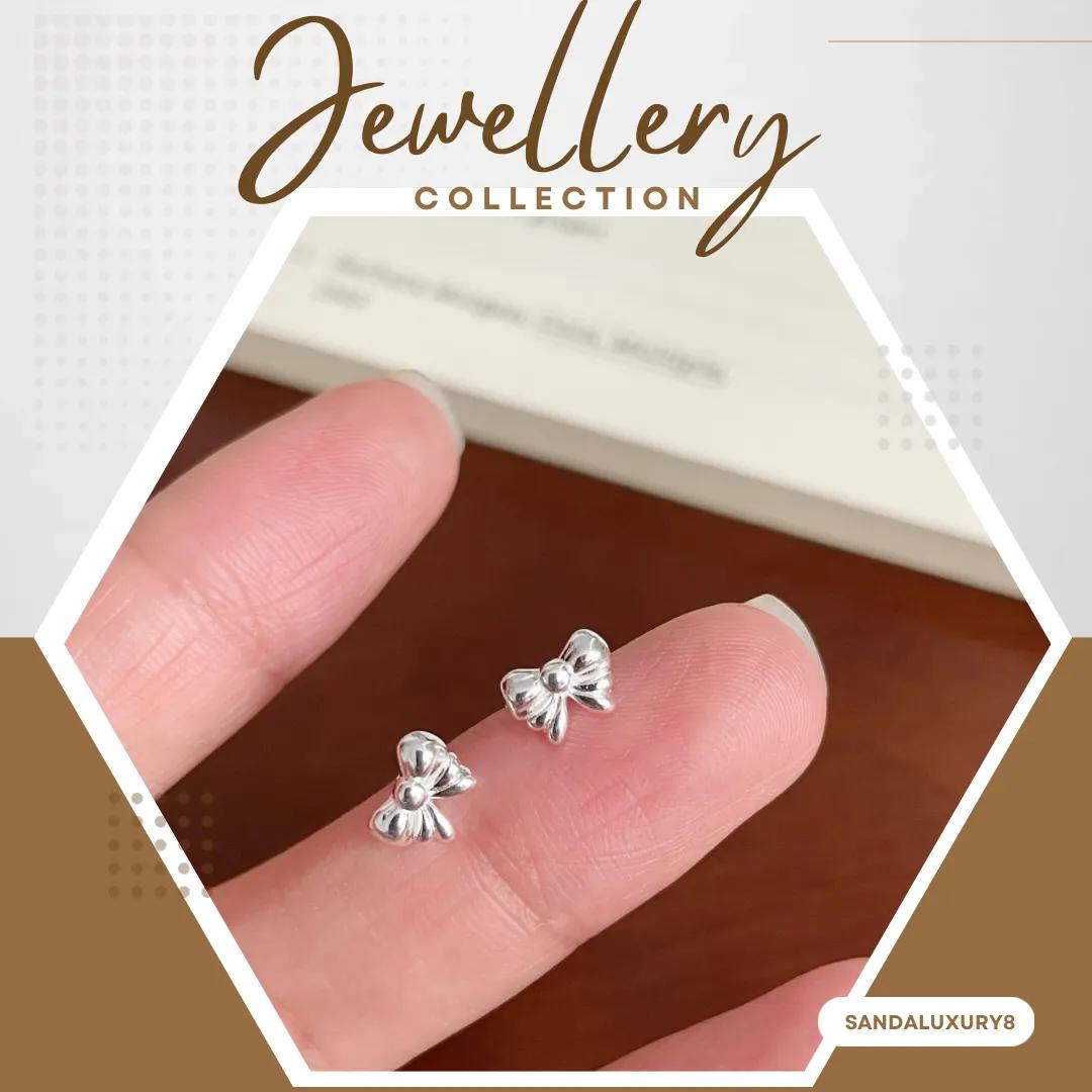Cute Bow Design Silver Earrings