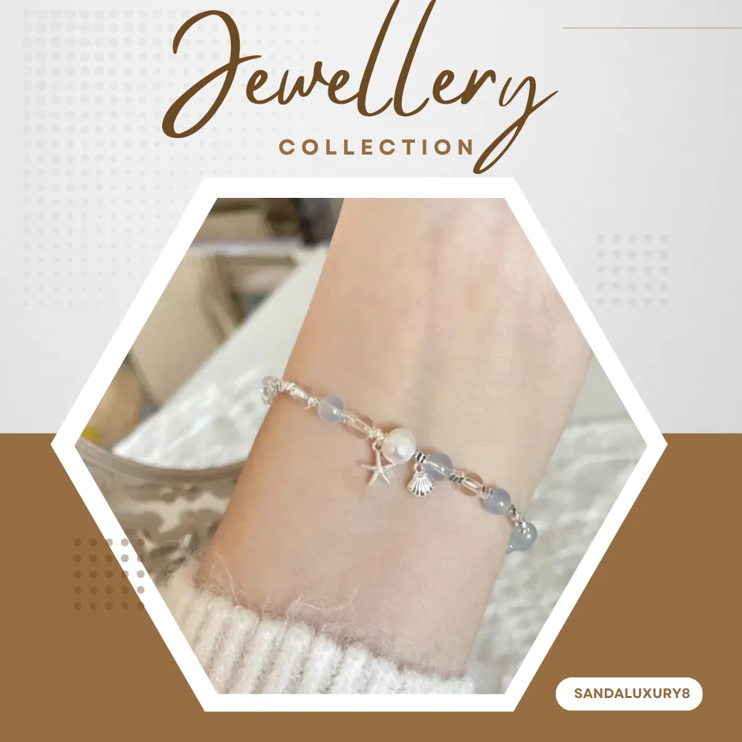 Sea Shell & Starfish Beaded Bracelet in Silver - image 1