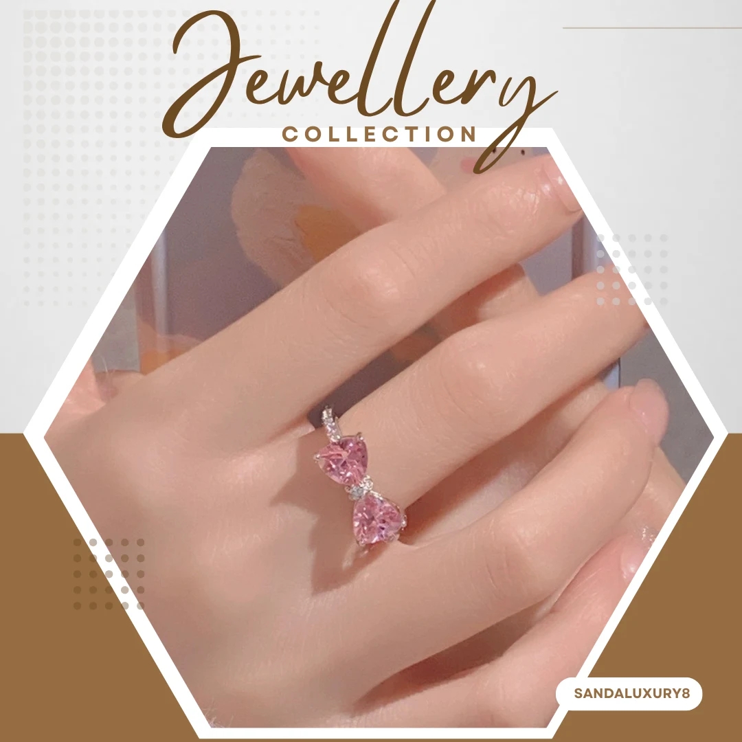Pink Heart Bow Ring - image 1