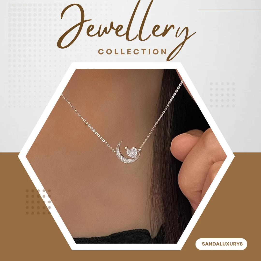 Moon and Heart Necklace