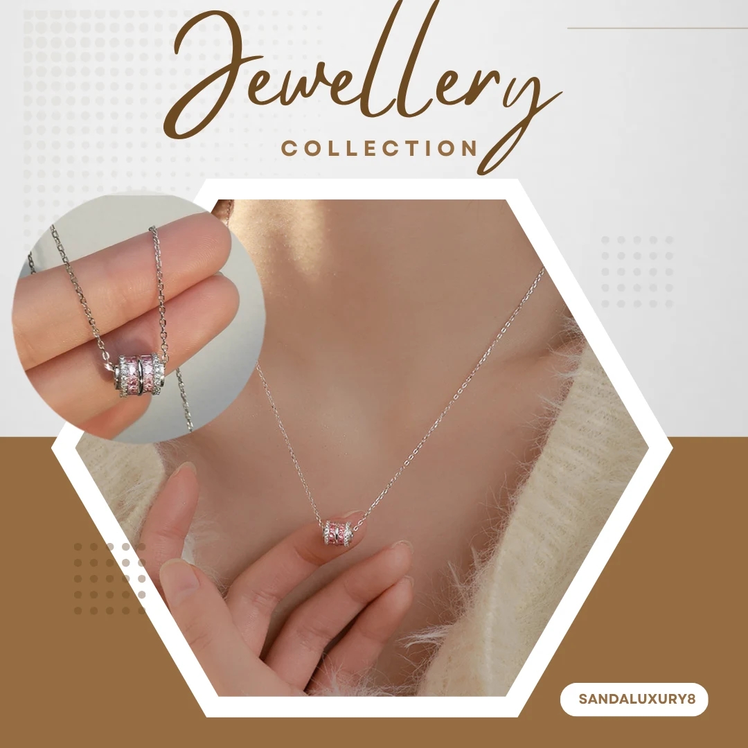 Elegant Silver Chain with Pink CZ Rotating Circle Pendant Necklace - image 1