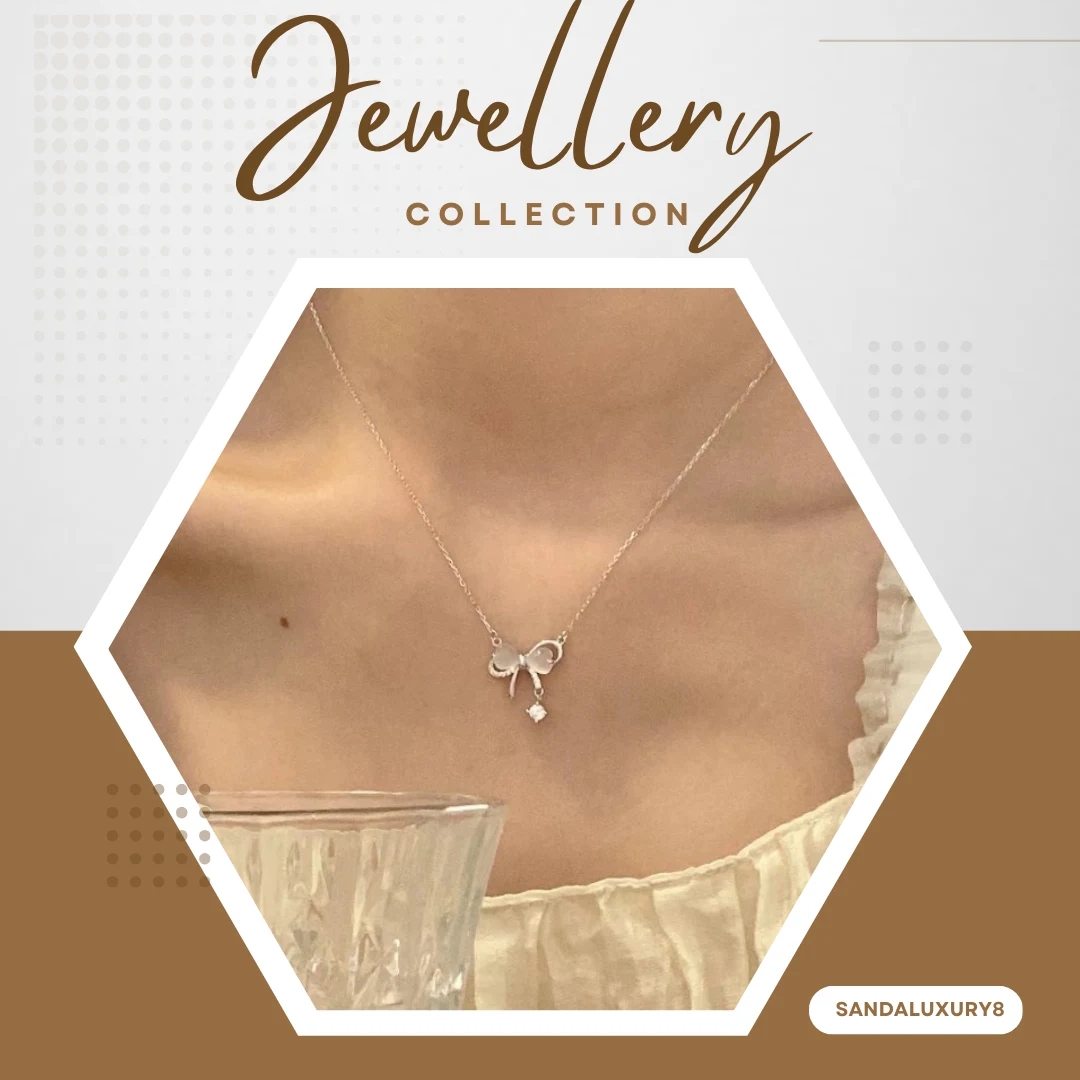 Silver Bow Pendant Necklace with Zirconia Stone Accent - image 1