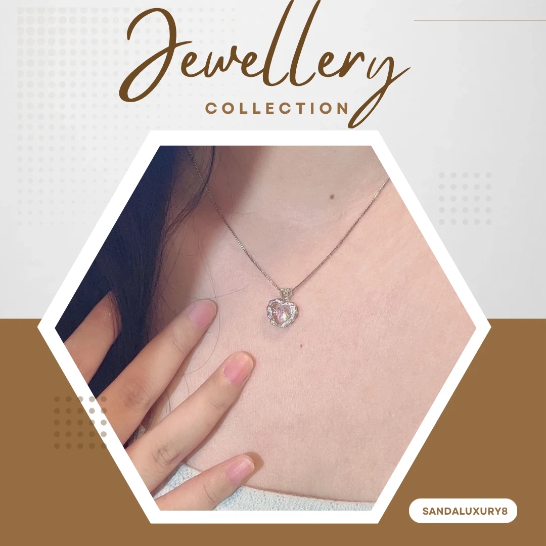 Heart Shaped Pendant Necklace Silver Chain - image 1