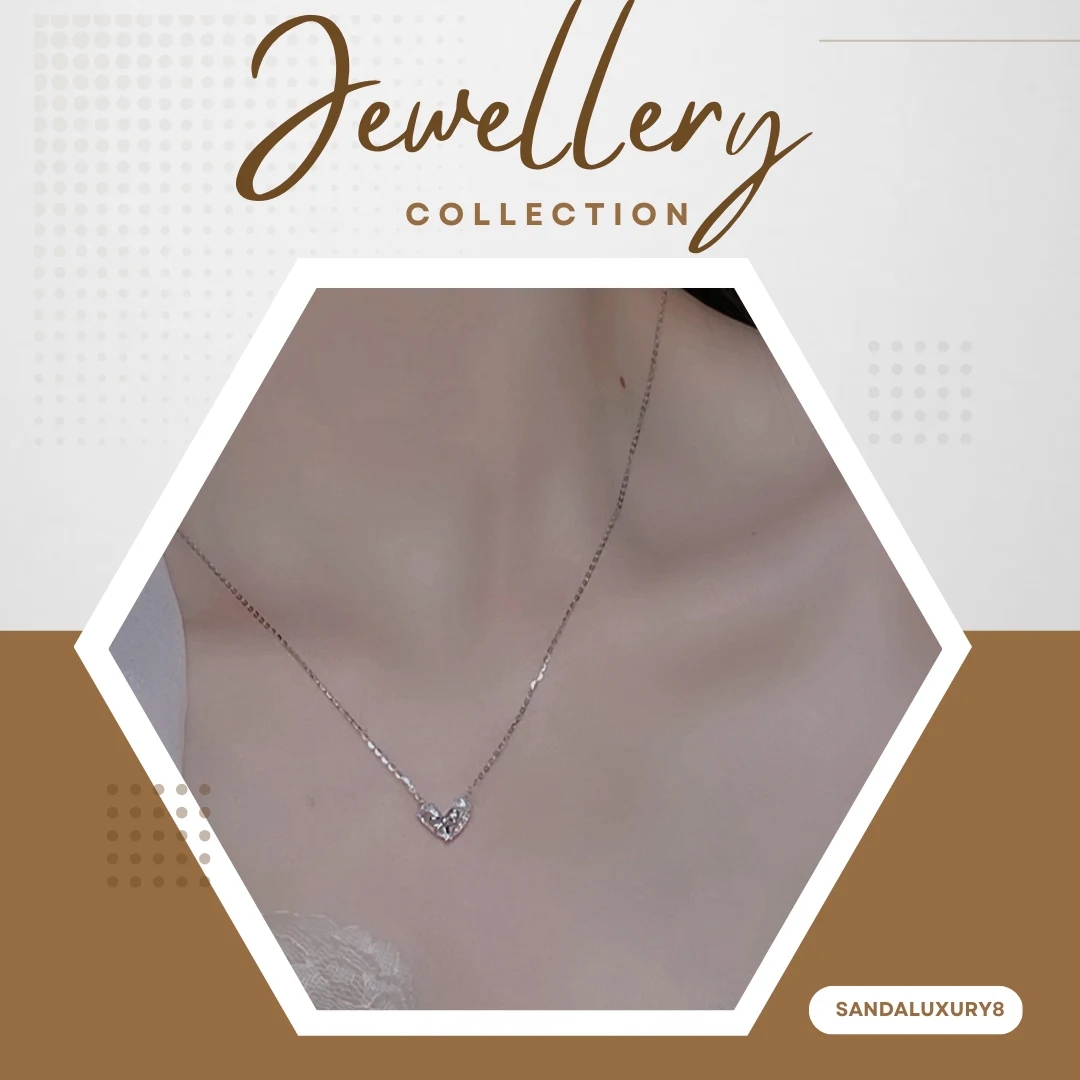 Silver Heart Diamond Necklace - image 1