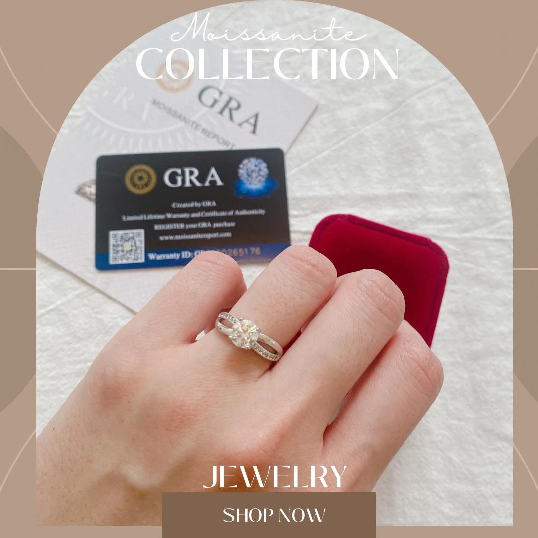 Moissanite Collection 1 carat Ring 034 【FREE size: Adjustable Ring】