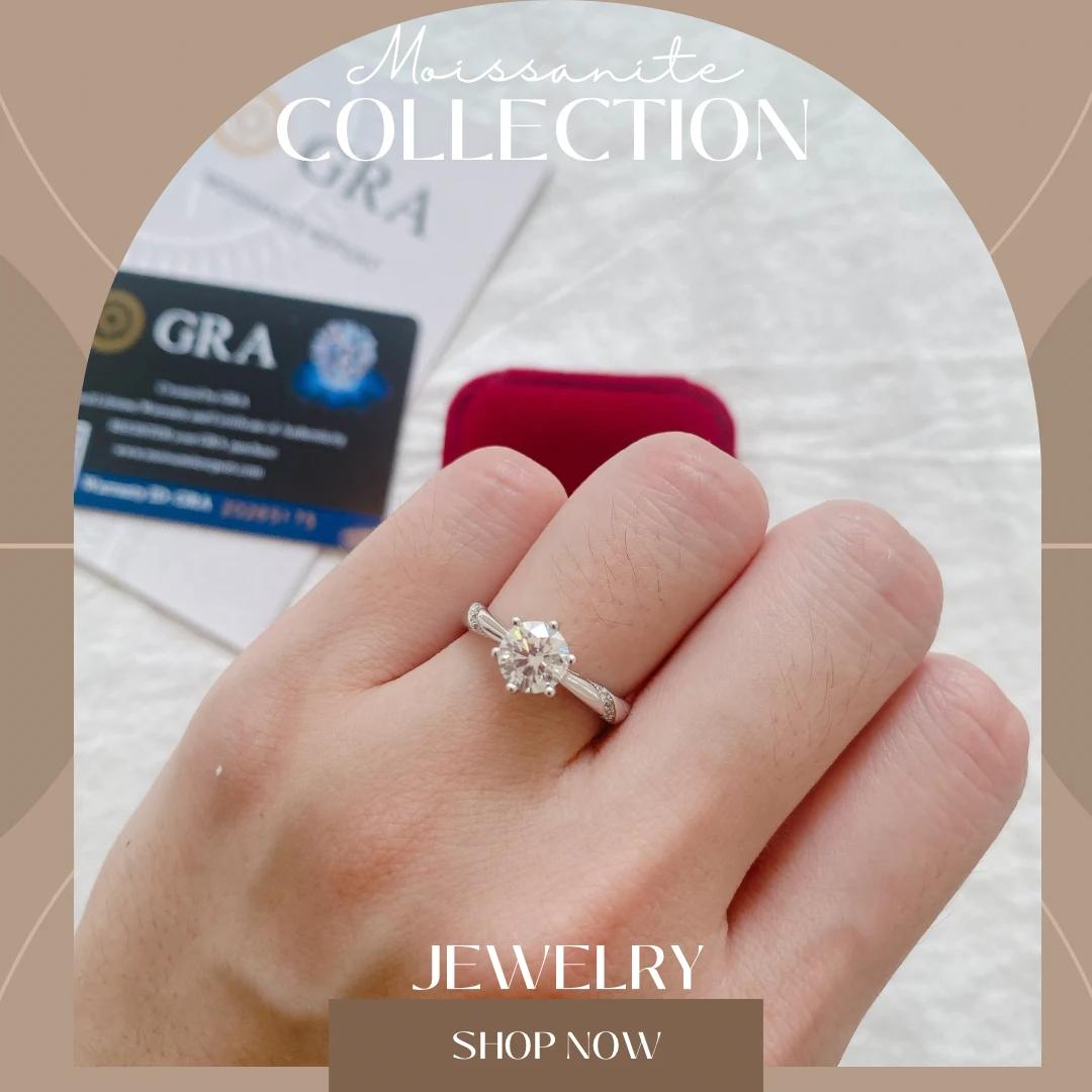 Moissanite Collection 1 carat Ring 001 【FREE size: Adjustable Ring】