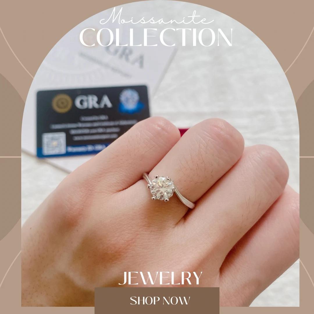 Moissanite Collection 1 carat Ring 029 【FREE size: Adjustable Ring】