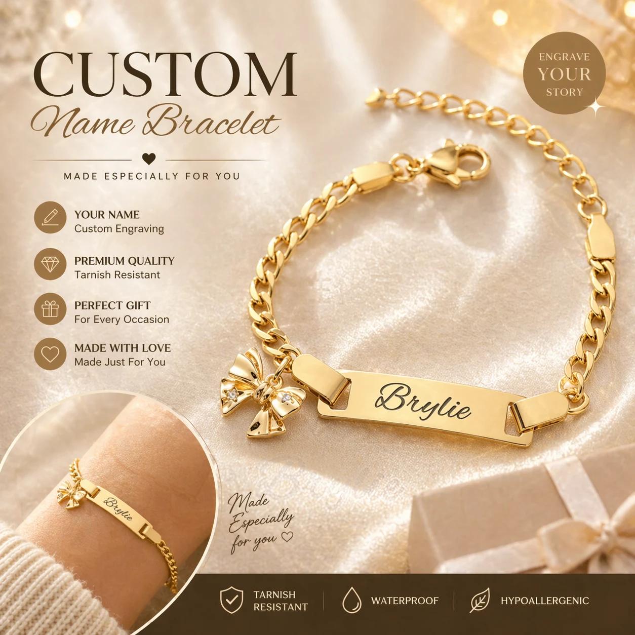 NAME Custom Bracelet with Bow Charm